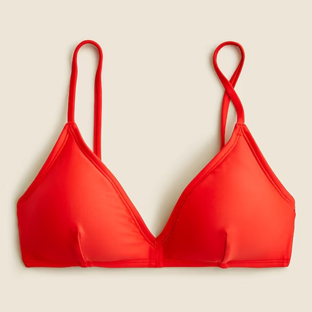 J. Crew French bikini top Bright Cerise Red Orange Size 2X NWT